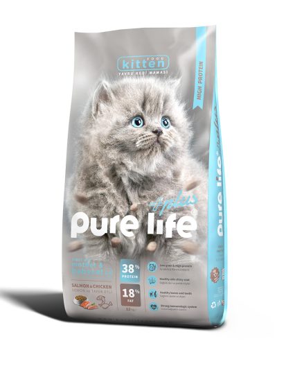 PURELİFE PLUS SOMONLU TAVUKLU YAVRU KEDİ MAMASI 12KG