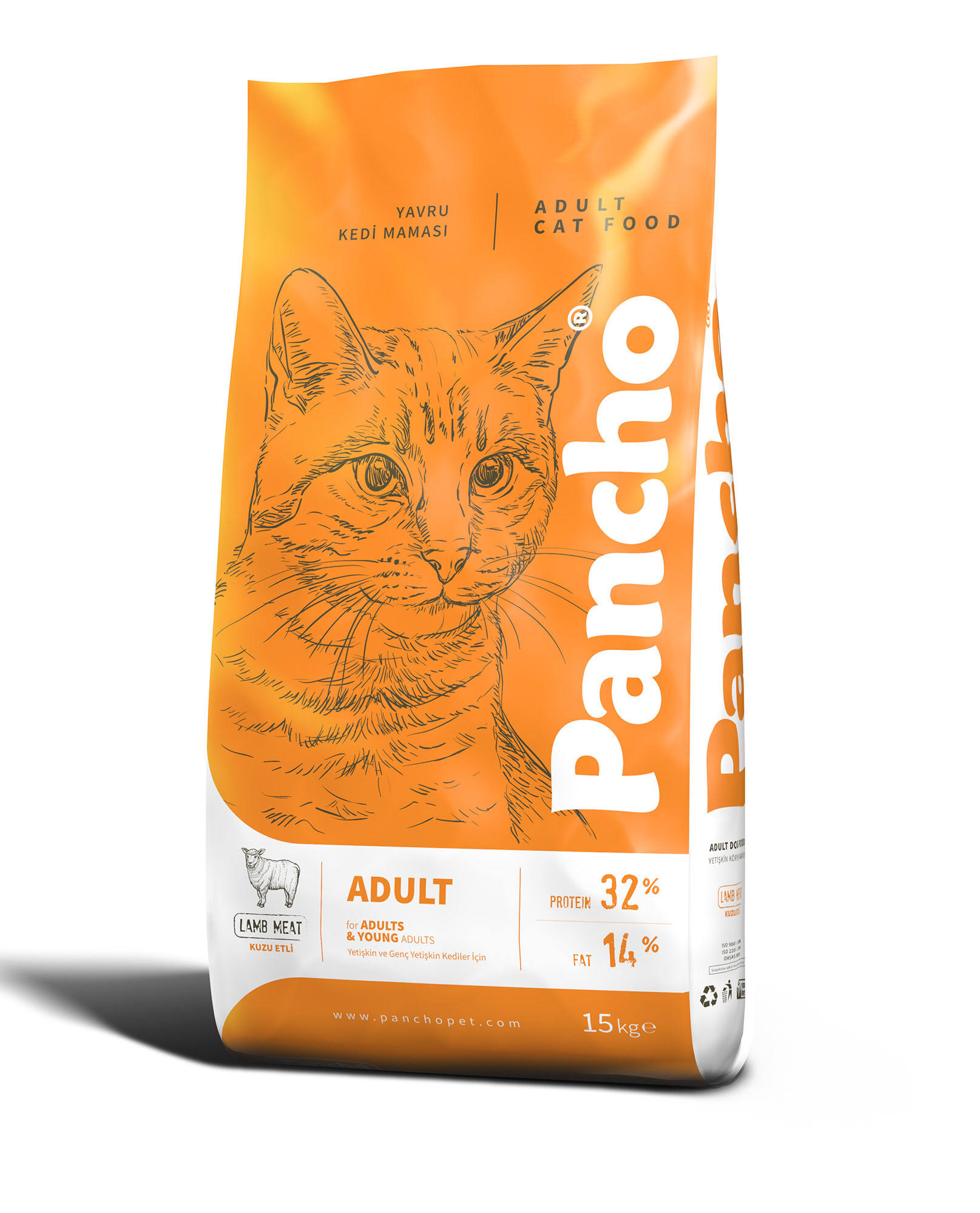 PANCHO KUZU ETLİ YETİŞKİN KEDİ MAMASI 15KG