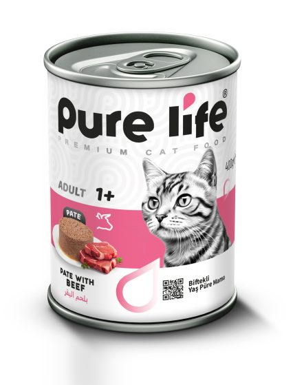 PURELİFE PATE SIĞIR ETLİ YETİŞKİN KEDİ KONSERVE MAMA 400GR
