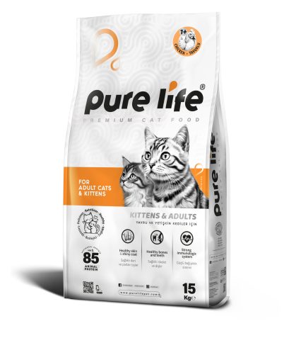 PURELİFE YETİŞKİN KEDİ MAMASI TAVUKLU 15KG