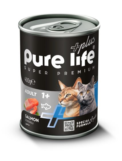 PURELİFE PLUS SOMONLU YETİŞKİN KEDİ KONSERVE MAMA 400GR