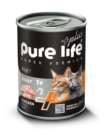 PURELİFE PLUS TAVUK ETLİ YETİŞKİN KEDİ KONSERVE MAMA 400GR