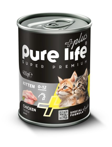PURELİFE PLUS TAVUK ETLİ YAVRU KEDİ KONSERVE MAMA 400GR