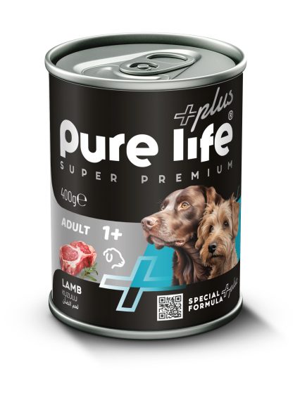 PURELİFE PLUS KUZU ETLİ YETİŞKİN KÖPEK KONSERVE MAMA 400GR