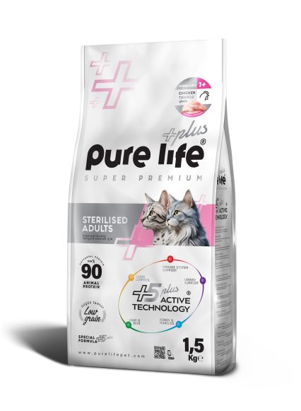 PURELİFE PLUS TAVUKLU KISIRLAŞ. KEDİ MAMASI 1.5KG