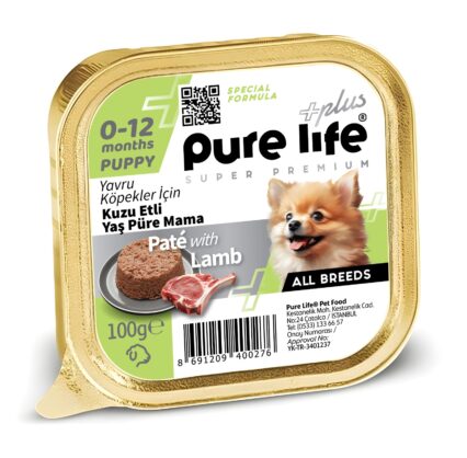 PURELİFE PLUS PATE KUZU ETLİ YAVRU KÖPEK PÜRE MAMA 100GR