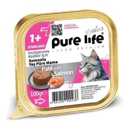 PURELİFE PLUS PATE SOMONLU KISIRLAŞTIRILMIŞ KEDİ PÜRE MAMA 100GR
