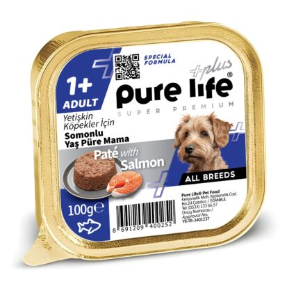 PURELİFE PLUS PATE SOMONLU YETİŞKİN KÖPEK PÜRE MAMA 100GR