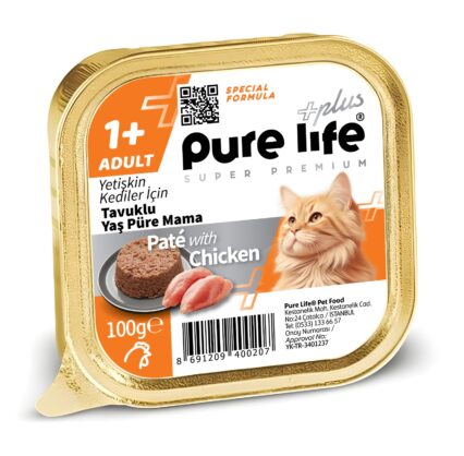 PURELİFE PLUS PATE TAVUKLU YETİŞKİN KEDİ PÜRE MAMA 100GR