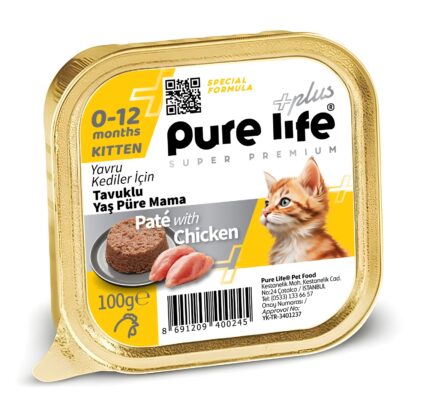 PURELİFE PLUS PATE TAVUKLU YAVRU KEDİ PÜRE MAMA 100GR